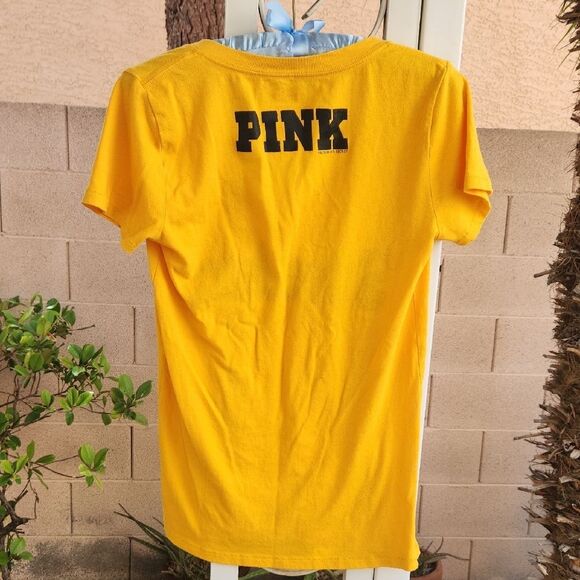 Yellow Pittsburg Steelers V-Neck T-Shirt By PINK Womens Medium - Picture 3 of 5